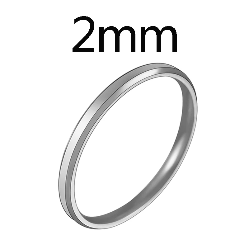 Steel 2mm ELSEMODE мужское черное титановое кольцо из нержавеющей стали прямые парные кольца для влюбленных для женщин - Цвет основного камня: Steel 2mm