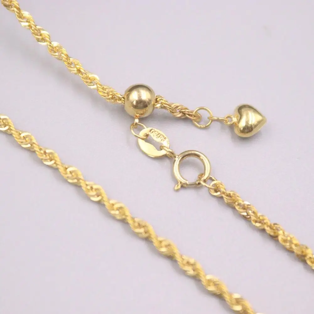 

Real 18K Yellow Gold Necklace Women's Female Pope Chain 2.0mm Female 45cm/18inch Gift Neckalce Jewellery Heart Chain Adjustable