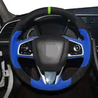 Чехол рулевого колеса из синей замши и натуральной кожи для Honda Civic 10 2016-2020 дюйма