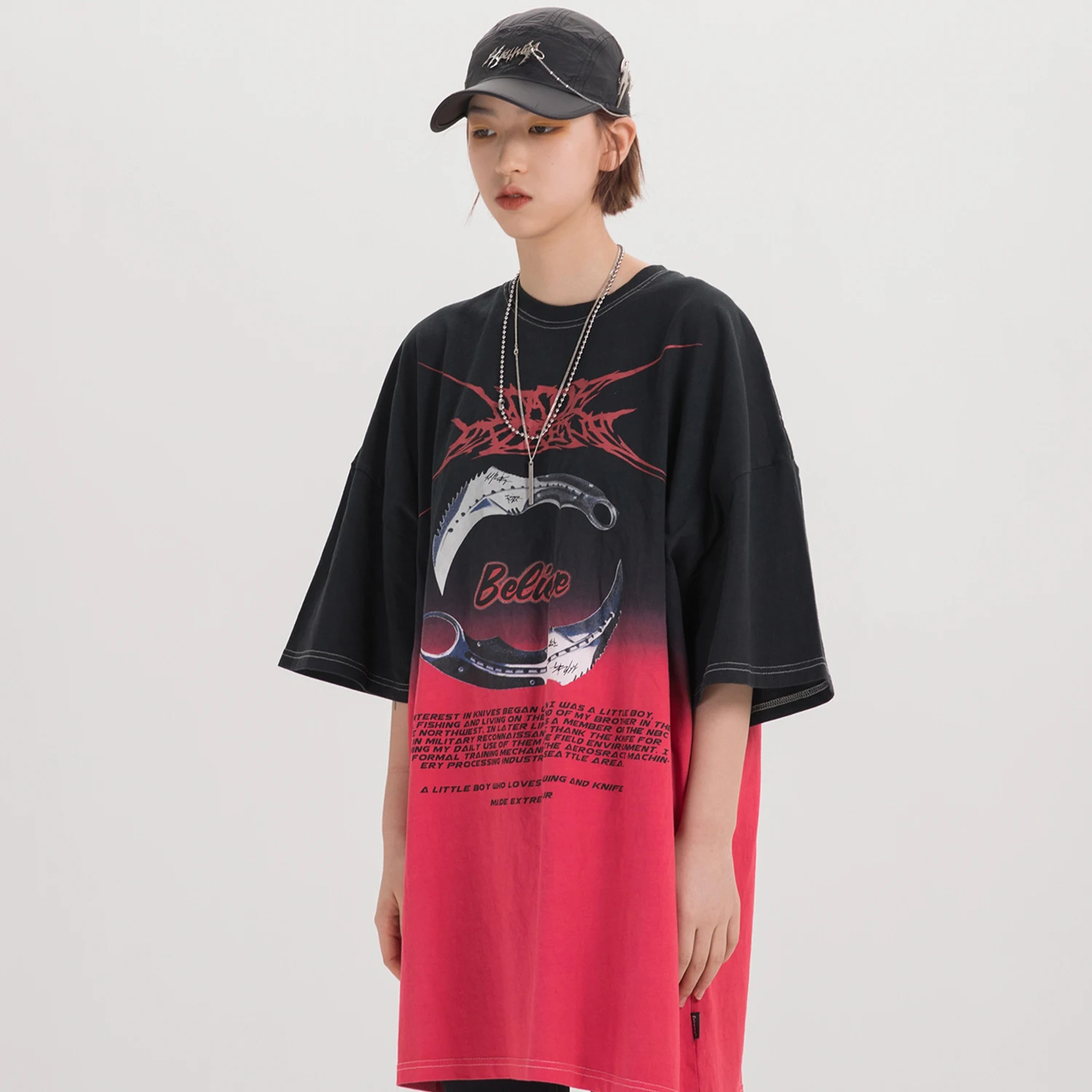 Футболка мужская с градиентным принтом и двумя ножами 2020 | Мужская одежда