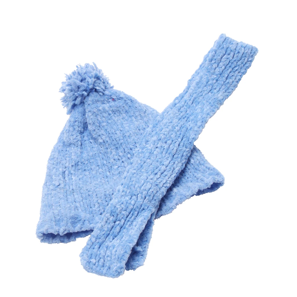 

Handmade Striped Dolls Winter Knitted Hat + Scarf Outfit For 18 '' Doll
