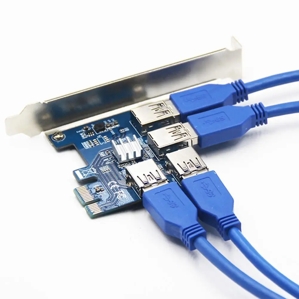 

New 1 Turn 4 Adapter Pci-express Slot 1x to 16x Usb 3.0 Mining Special Riser Card Converter for Btc Miner Mining Accessories