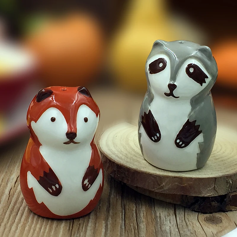 2pcs Ceramic Salt Pepper Shaker Flying FOX Style Seasoning Pot Cooking Tableware Cumin Powder Box Tool | Дом и сад