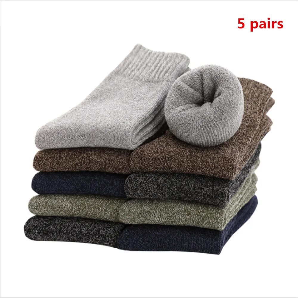 5 Pairs/set of Winter Warm Socks, Women's Thickened Warmth, Soft Solid Color Socks, Cotton Snow Fleece Boots, Floor Socks