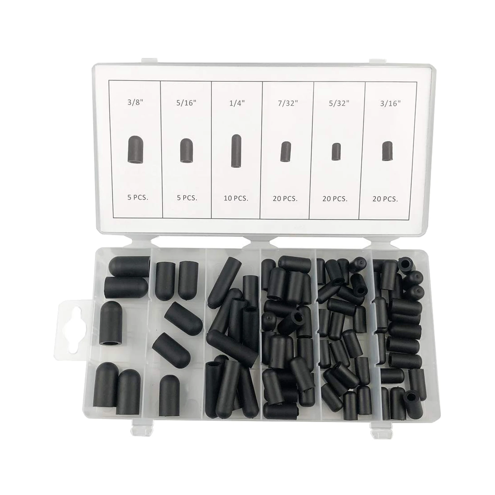 80Pcs/Set Rubber Vacuum Cap Assortment SET 5/32&quot to 3/8&quot Sizes Prevent Leaks |