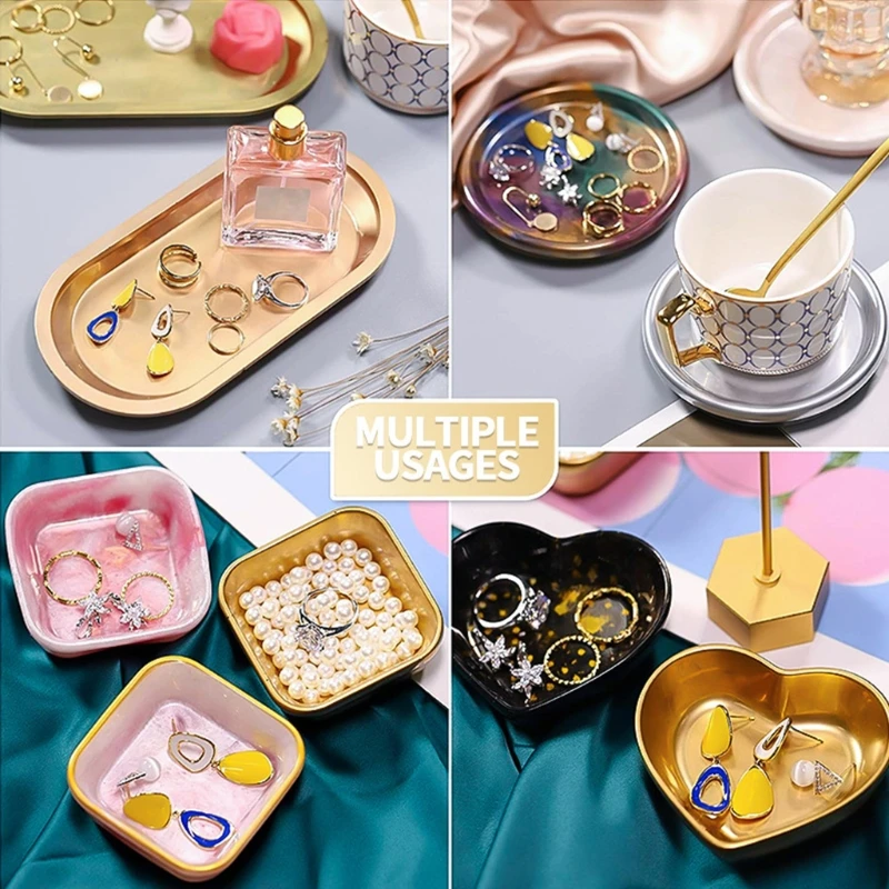 

1 Set Agate Tray Silicone Mould Crystal Epoxy Resin Mold with 25 pcs Mixing Sticks for DIY Crafts Jewelry Plate Rolling Coaster