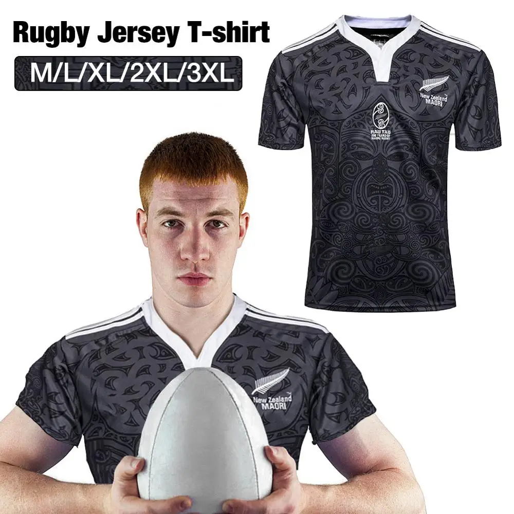 

MenT Shirt Printing Ribbed Collar With Elastic Cuffs Fitness T-shirts New Zealand 100 Anniversary Commemorative Rugby Sportswear