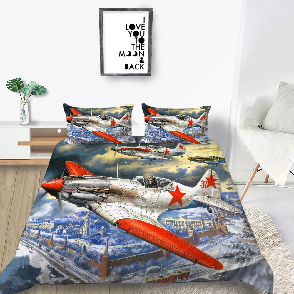 Комплект постельного белья с самолетом художественный мягкий модный 3D