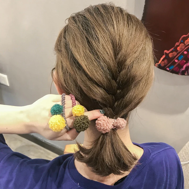 Детский головной убор для девочек повязка на голову красочный меховой шар DIY