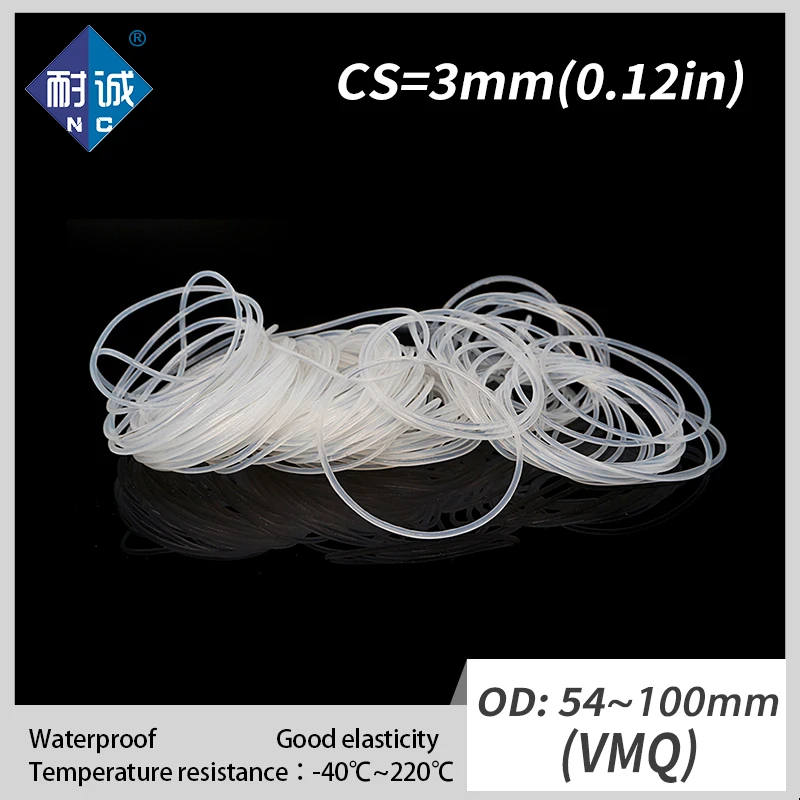 1 шт./лот силиконовое кольцо VMQ CS 3 мм OD54/55/60/65/70/75/80/85/90/95/100 уплотнительное