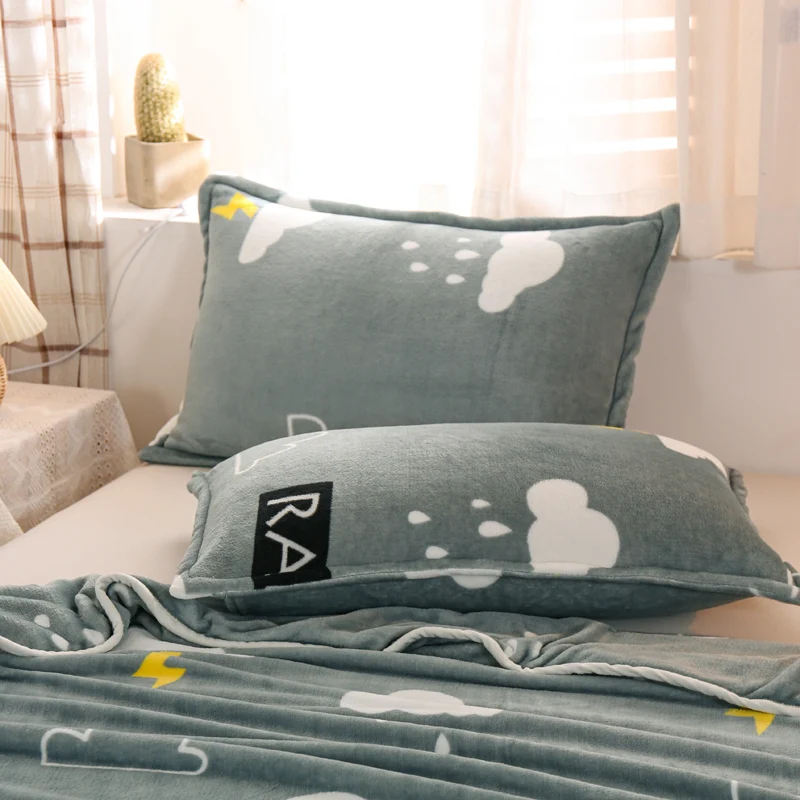 

Elegant Flannel Coral Velvet Blended Printed Blanket Air Conditioned Room Fluffy Comfortable Throw Blanket Bed Cover