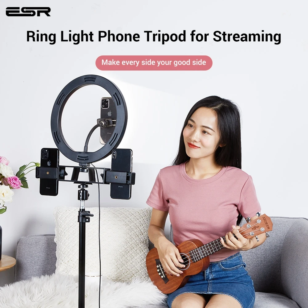 

ESR Video Light LED Selfie Phone Ring Light Lamp Photography LED Light Phone Holder 2M Tripod stand for Makeup Video Live Studio
