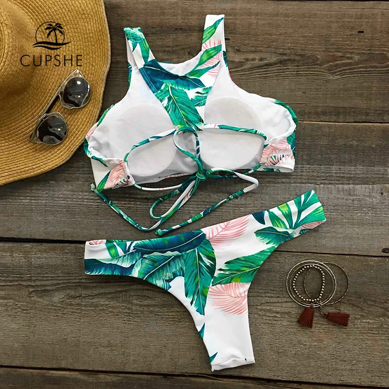 CUPSHE Ocean Vibes комплект бикини на бретельках с принтом в виде пальм женские
