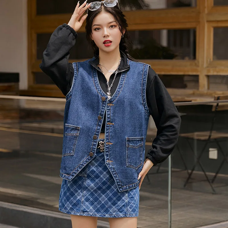 Джинсовый жилет для мужчин и женщин свободная куртка из денима пальто без