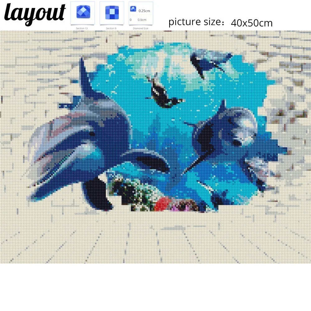 Алмазная живопись Huacan дельфин 5d алмазная вышивка сделай сам животное картина