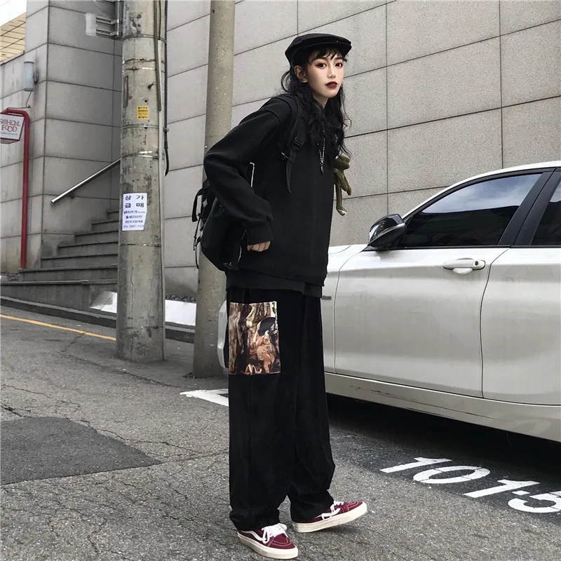 Однотонные Вельветовые женские брюки Lychee для девушек винтажные