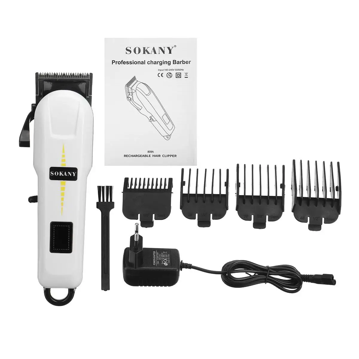 

Sokany Electric Hair Trimmer Cordless Clipper Shaver Kit Professional Men Trimmers Hair Cutting Machine With LED Light EU Plug