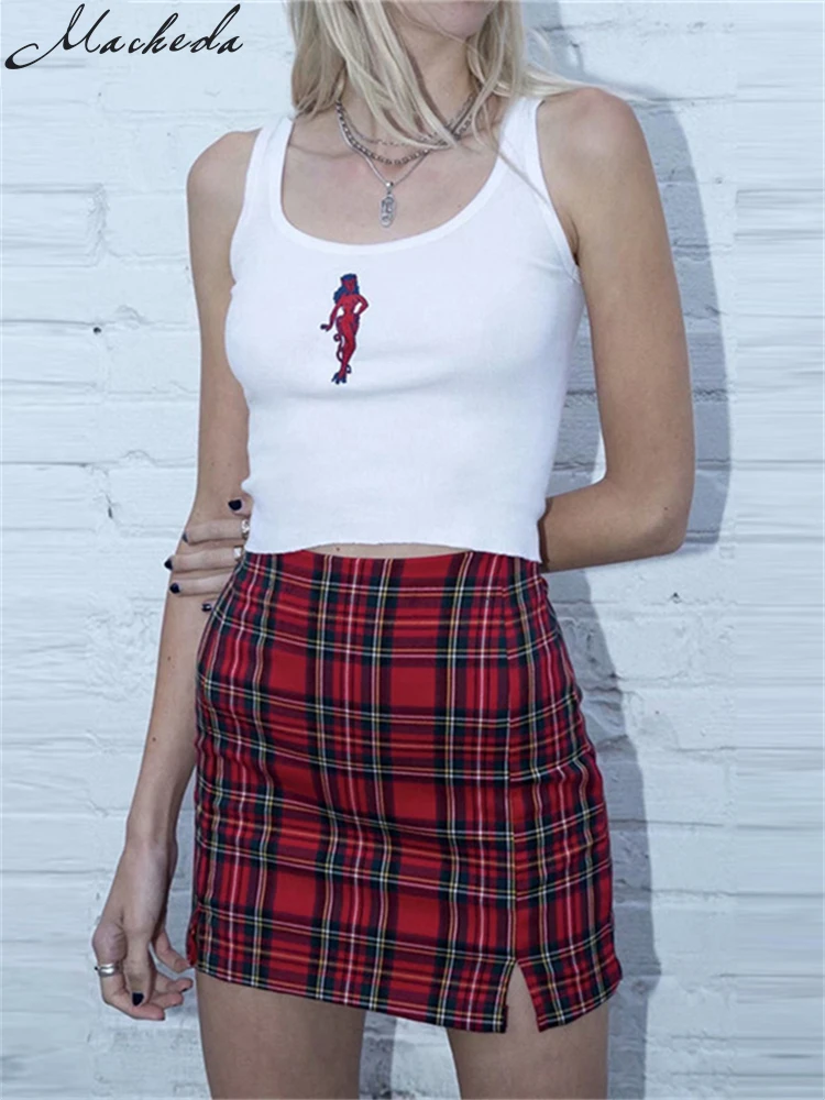 

Macheda Womens Casual Skirt Plaid Slim High Waist Zipper Package Hip Fashion Ladies Mini Pencil Skirt 2019 Spring New Arrival