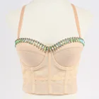 Кроп-Топ женский с бусинами, пикантная майка, бюстье из сетчатой ткани Топ, укороченная Женская одежда, Винтажная Майка с открытой спиной, лето 2020