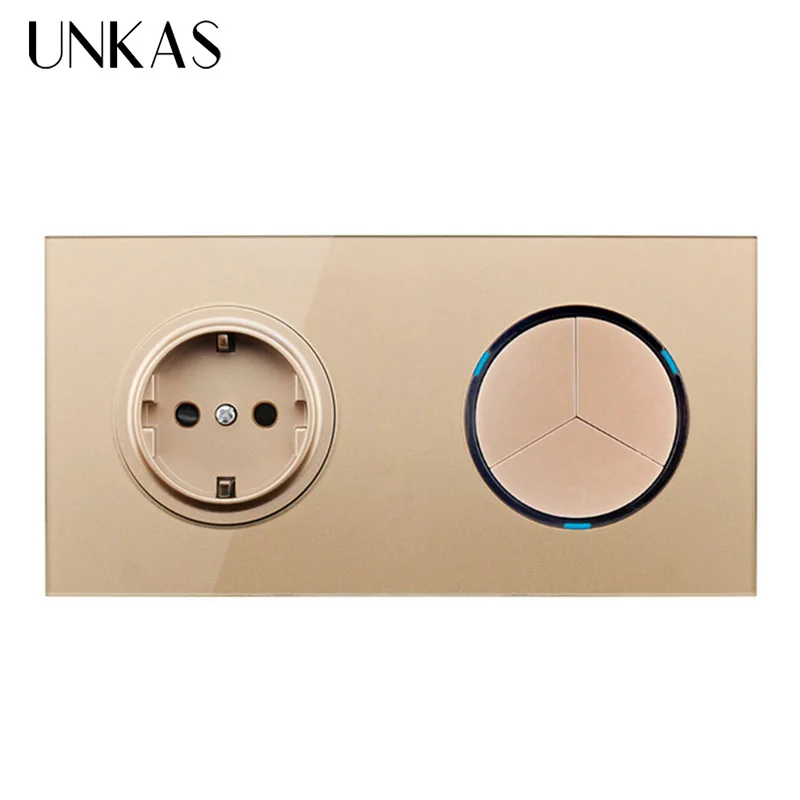 UNKAS Золотая Хрустальная стеклянная панель вкл/выкл светильник светодиодный