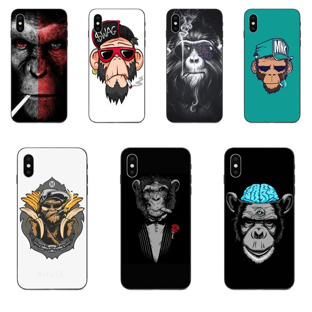Swag маска для курения Обезьяна Мягкая кожа телефона Galaxy A8 A9 Star Note 4 8 9 10 S3 S4 S5 S6 S7 S8 S9