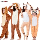 Пижама для мальчиков и девочек кугуруми; одежда для сна; Пижама с единорогом и оленем; зимняя Фланелевая пижама с капюшоном; детская одежда для сна