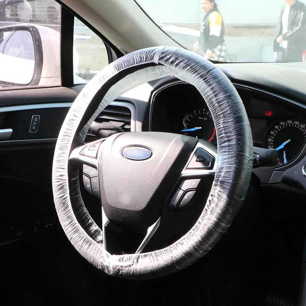 LEEPEE 10/20/50Pcs Disposable Car Steering Wheel Cover Plastic Steering-Covers Diameter 37-38cm Dust-proof Waterproof Universal |