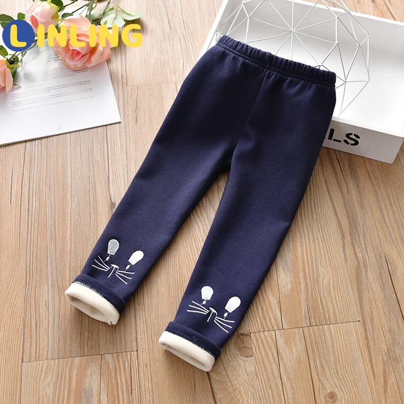 

LINLING Cotton Baby Girls Leggings Autumn Children High Quality Soft Slim Knitted Trousers for 2-7 Years Kids Clothes P852
