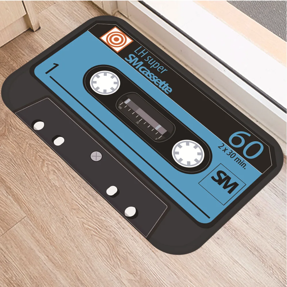 

Cassette Tape Mats Anti Slip Floor Carpet Tape Pattern Print Doormat for Bathroom Kitchen Entrance Rugs Home Decoration