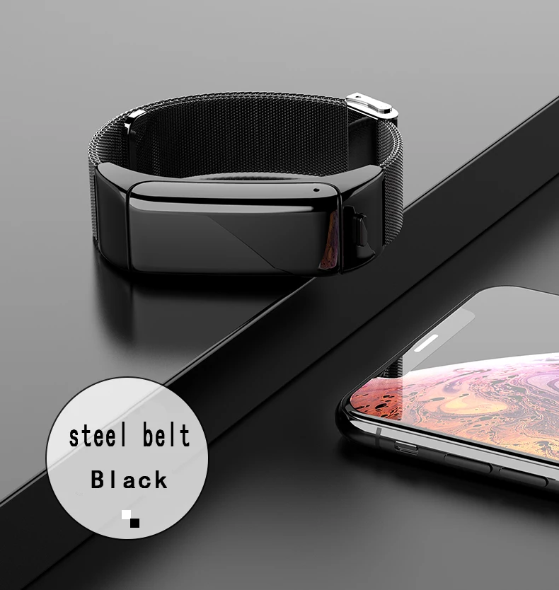 B6 Bluetooth earphone smart headset watch with microphone Smart Bracelet Waterproof touch screen Watch Band Alarm Clock
