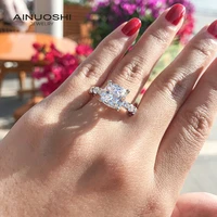 ainuoshi square cushion cut 8x8mm sona diamond silver engagement rings gifts for 925 sterling silver wedding jewelry rings