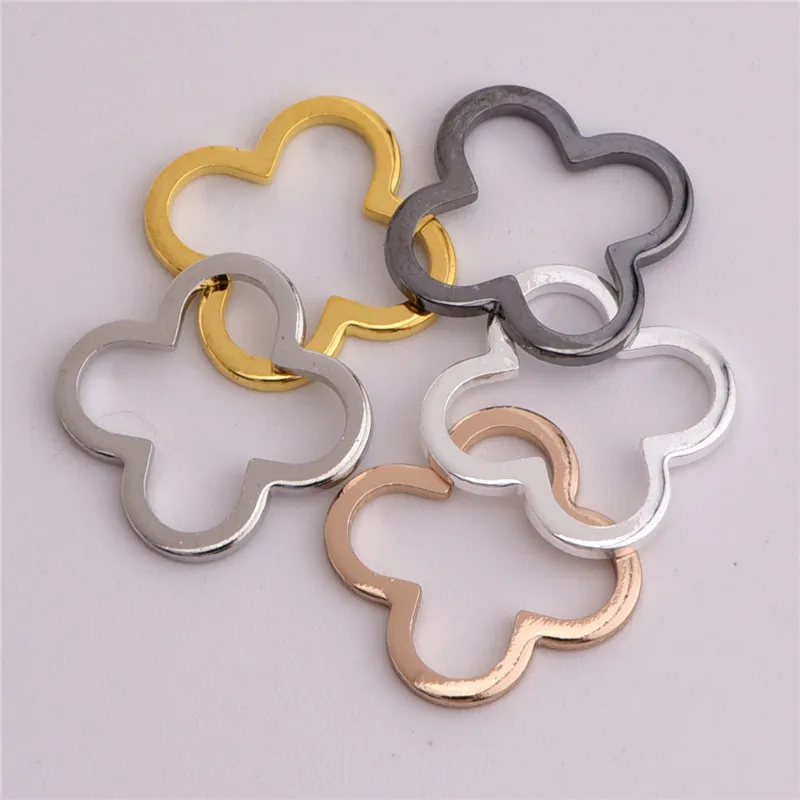 Подвеска в виде четырехлистного клевера медное кольцо минималистичном стиле 15*13