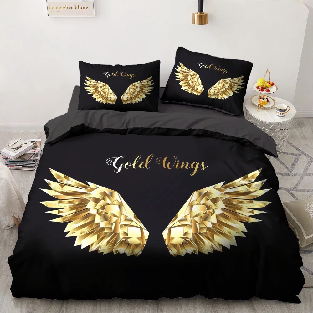 Европейский стиль 3D пододеяльник набор черное одеяло наволочки наволочка чехол
