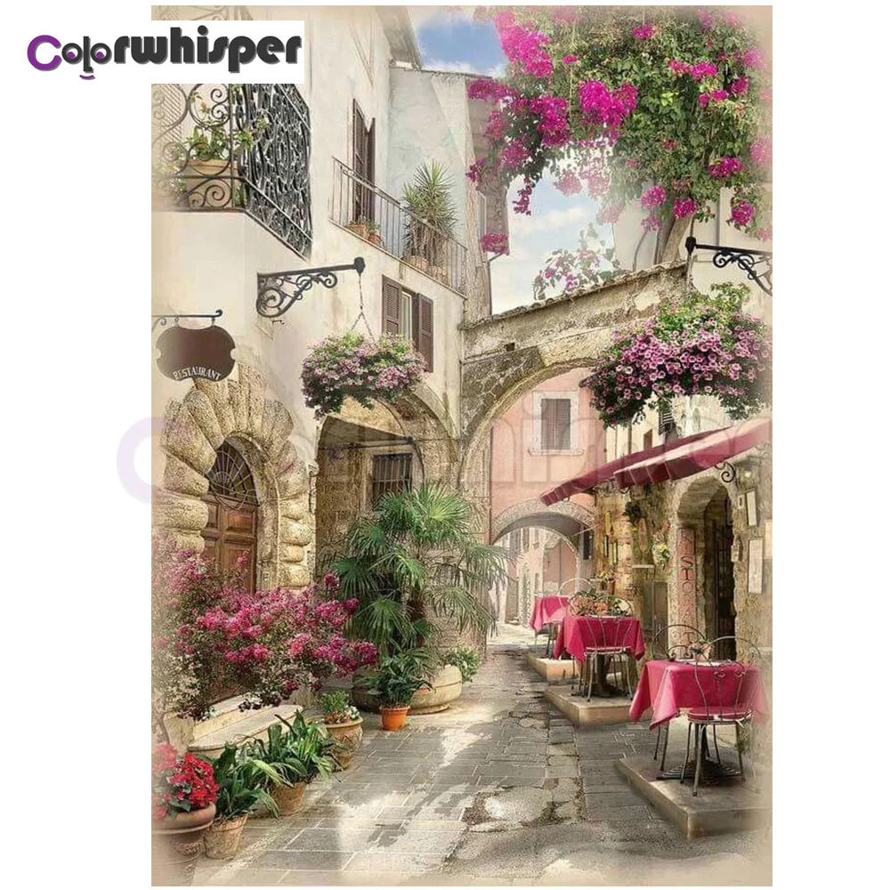 Алмазная живопись Z1590 полноразмерная/круглая вышивка уличный вид города