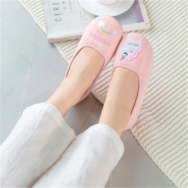 Домашние мягкие дышащие тапочки для беременных с единорогом Нескользящие
