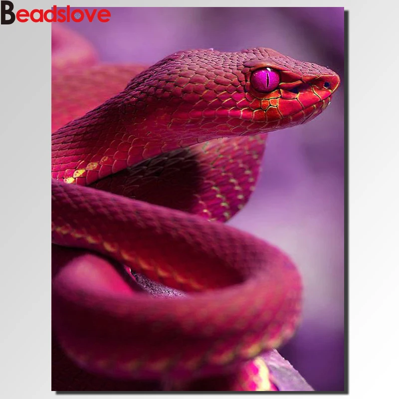 Алмазная живопись картина с изображением животных красной змеи полноразмерная 5d