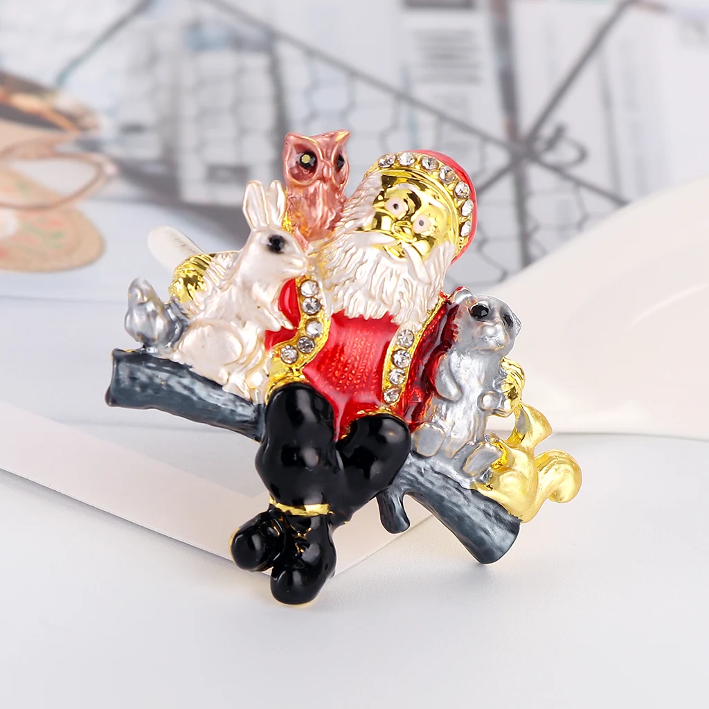 Эмалированная Брошь для женщин с изображением кролика коалы птицы белки и Деда