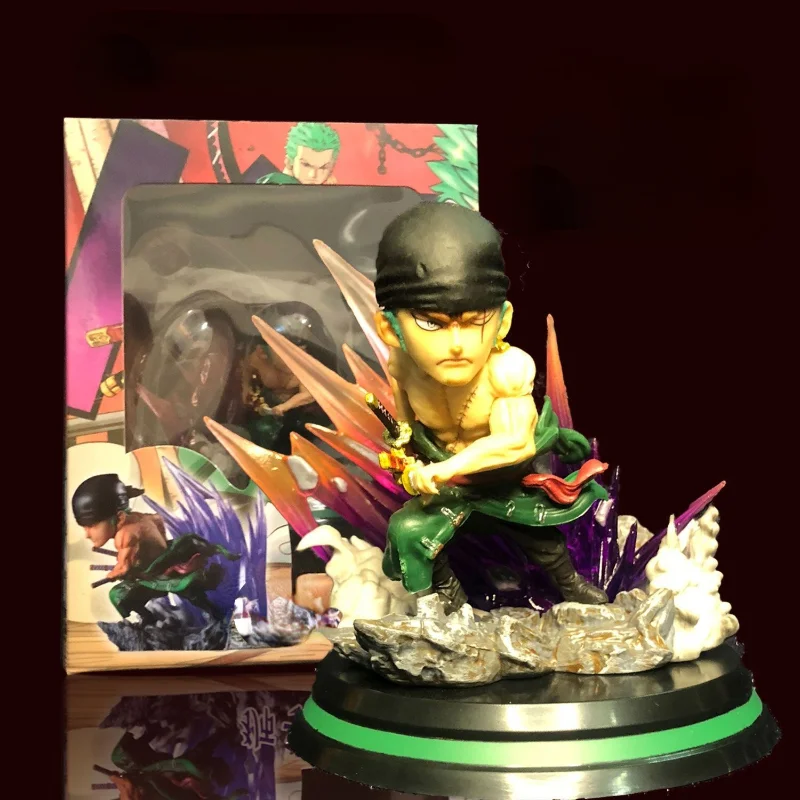 

10CM Janpanese Anime Cartoon One Piece Roronoa Zoro Action Figure Toy Desk Cake Car Showcase New Decoration Collection Hot 2021