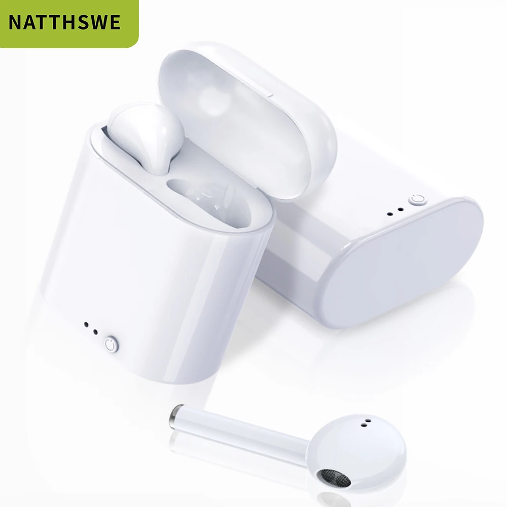 NATTHSWE беспроводные Bluetooth наушники i7s Tws стерео бас Спортивная гарнитура с зарядным