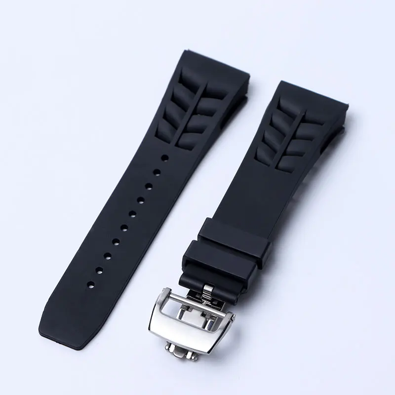 

Top Quality Men Waterproof Natural Rubber 20mm Watchband for Richard Watch Mille Strap Band Butterfly Buckle Screw interface