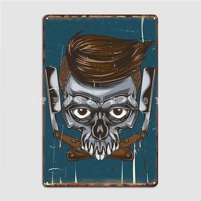 

Металлический знак черепа парикмахера, пещера, паб, гараж, украшение, паб, печатный оловянный плакат