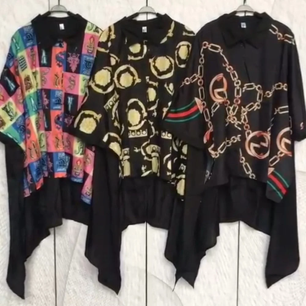 

Plus Size Africa Fashion Printed Women T Shirt Dress Summer Short Sleeve Irregular Dress Casual Long Blouse Dashiki Dress Robe