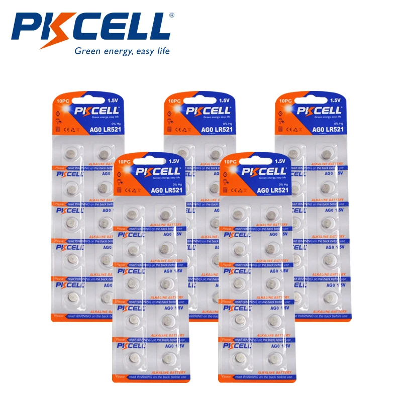 

50pcs 1.5V Coin-Cell battery AG0 SR63 SG0 379A LR521 SR521 SR521SW 521 SR63 C30S Button Batteries Watch Battery