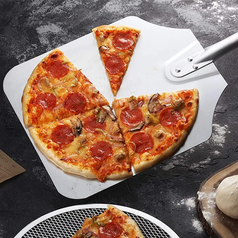 

12 Inch Large Aluminum Pizza Peel With Long Wood Handle 76.5cm Long