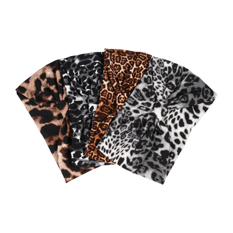 

Leopard Headwrap Women Knot Headband Cotton Turban Yoga Hairband Wide Bandana Girls Bandage Head Band Headdress Hair Accessories