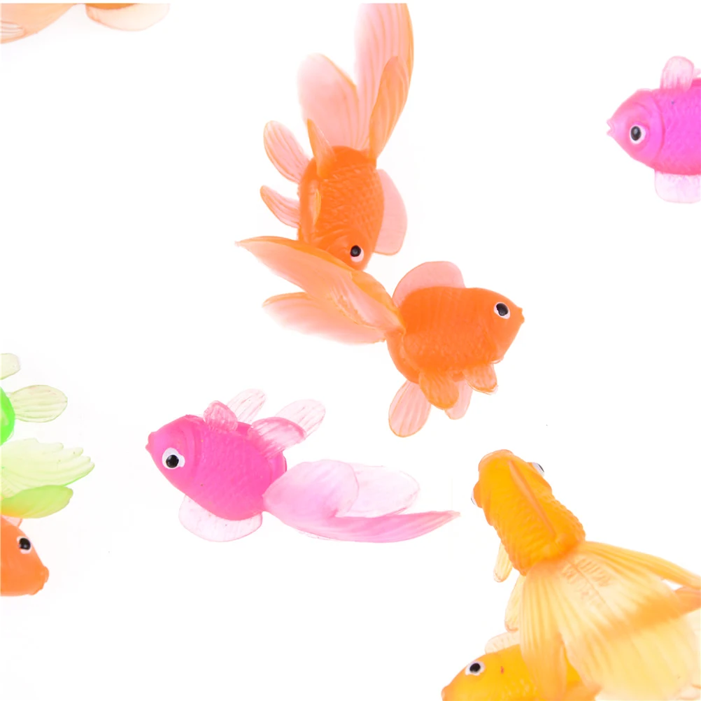 

Wholesale 20pcs/pack Mini Colorful Plastic Simulation Vivid Small Goldfish Soft Rubber Gold Fish Random Color 4cm
