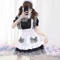 black cute lolita maid costumes french maid dress girls woman amine cosplay costume waitress maid party stage vestido lolita