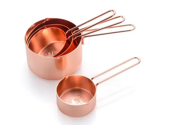 

Measuring Cup Stainless Steel Plated Copper Rose Gold Kitchen Accessories Baking Bartending Measuring Spoon Cooking Tool OK 1145