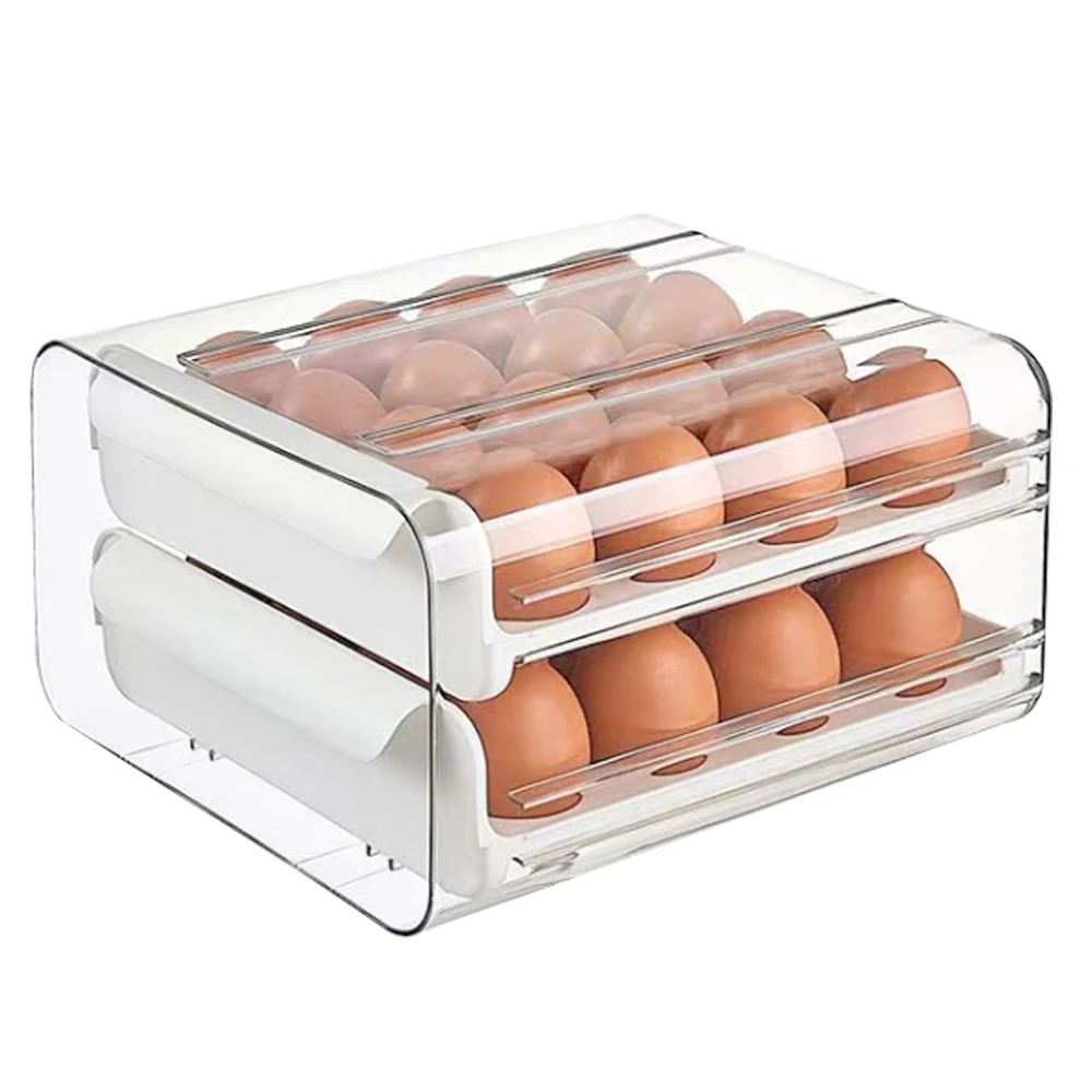 

HPDEAR 32 Grid Large Capacity Drawer Egg Holder for Refrigerator, Egg Tray Fridge Organizer, Multi-Layer Chicken Drawer Egg Hold