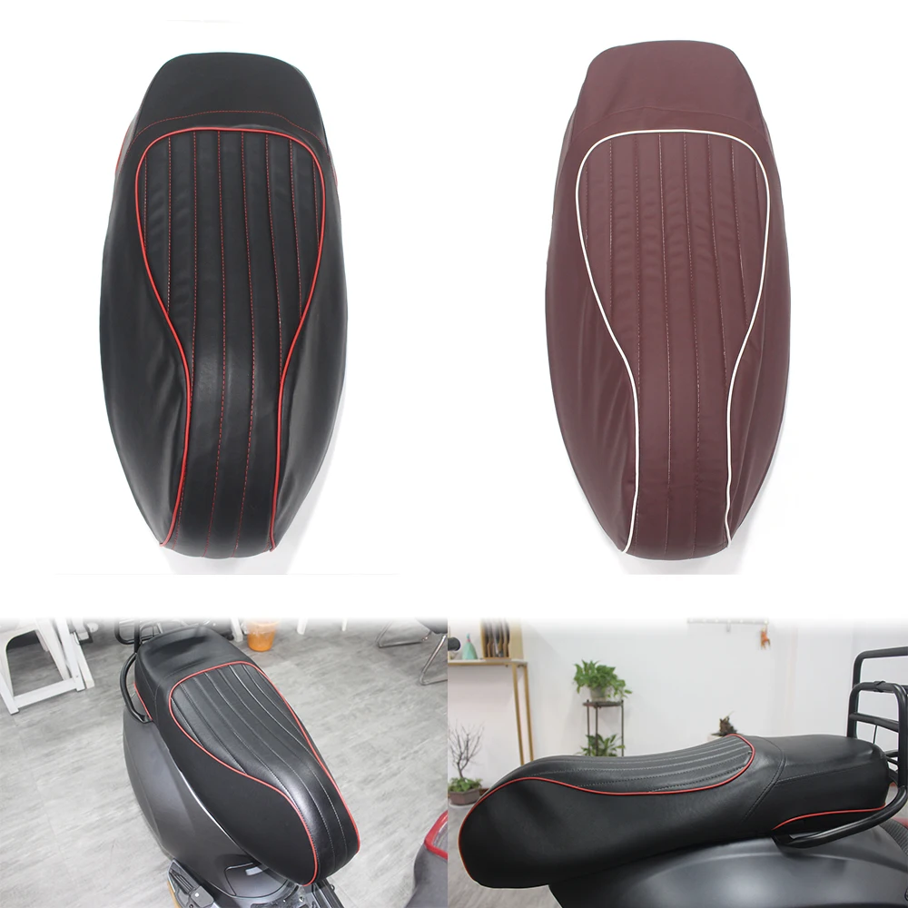 

ACZ Black/Red Saddle Leather Seat Cover for Vespa GTS300 Piaggio GTS 300
